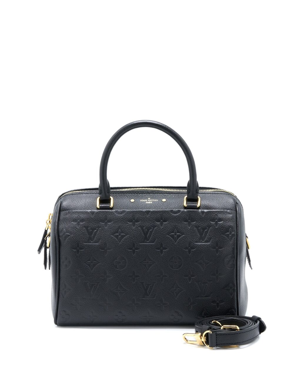 AAA Replica Louis Vuitton LV SPEEDY 25 BANDOULIERE MONOGRAM EMPREINTE BLACK GHW