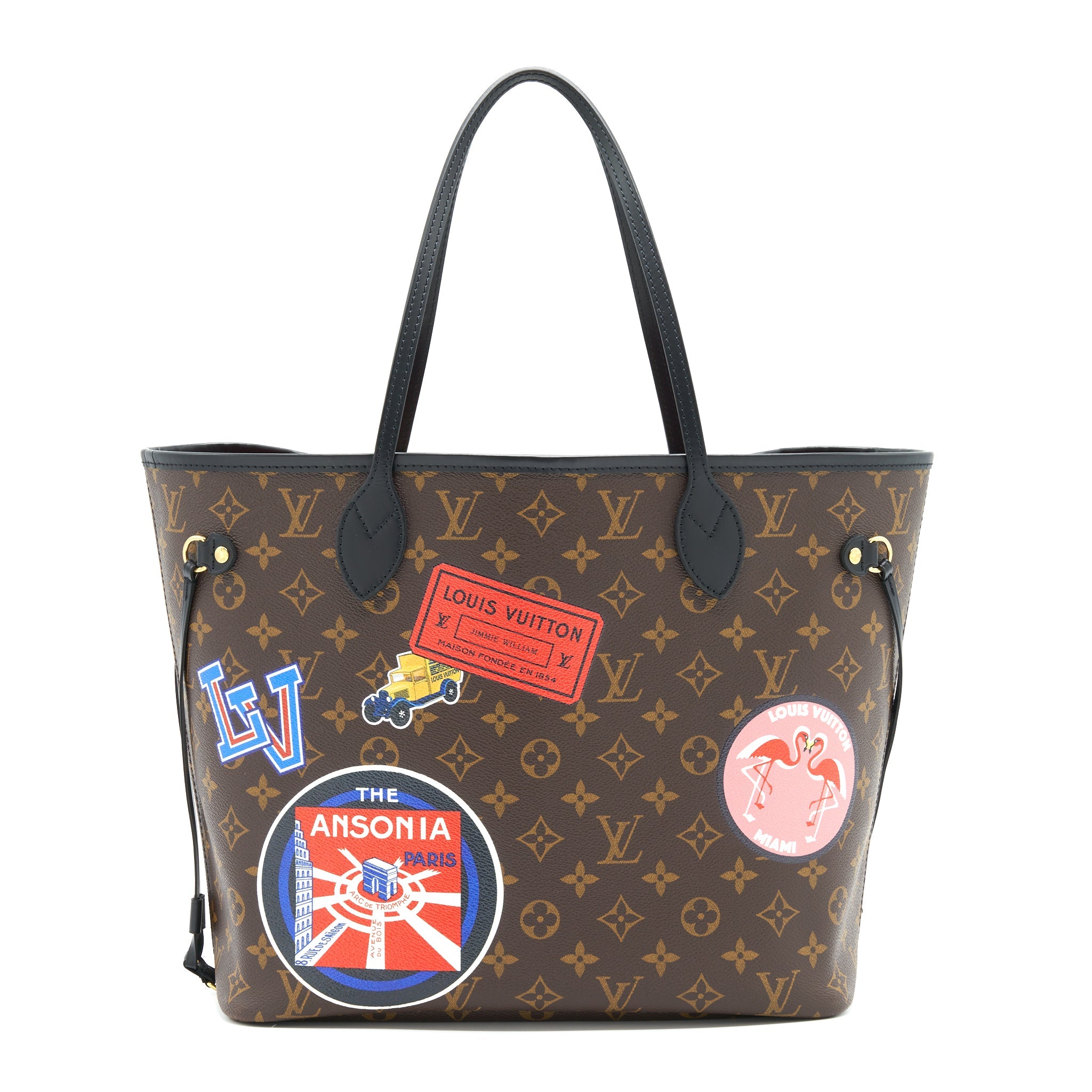 AAA Replica Louis Vuitton LV NEVERFULL MM MY LV WORLD TOUR MONOGRAM CANVAS/ BLACK