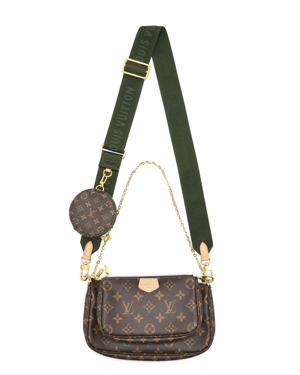 AAA Replica Louis Vuitton LV MULTI POCHETTE ACCESSORIES KHAKI MONOGRAM CANVAS GHW