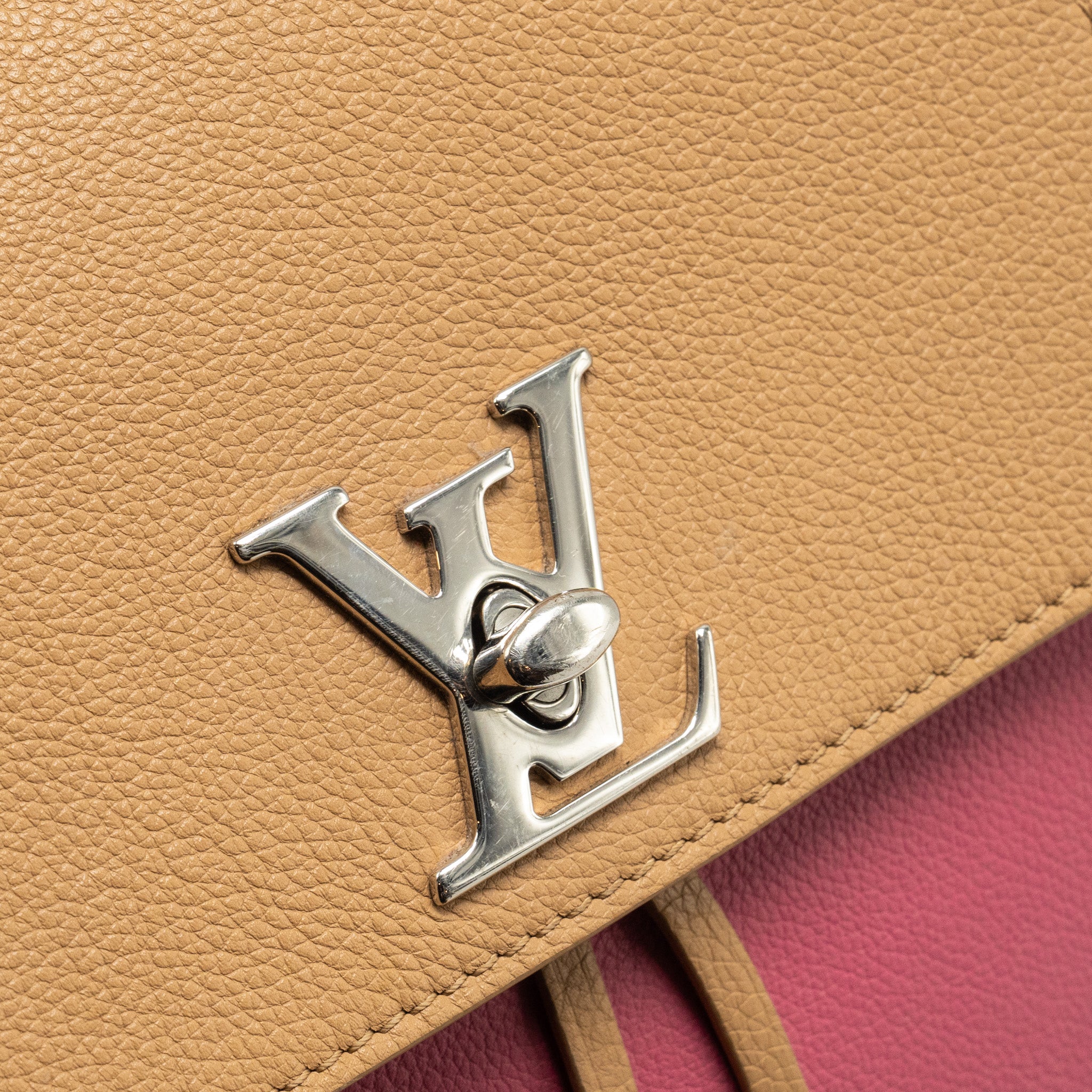 AAA Replica Louis Vuitton LV LOCKME BACKPACK CALFSKIN PINK/BEIGE SHW