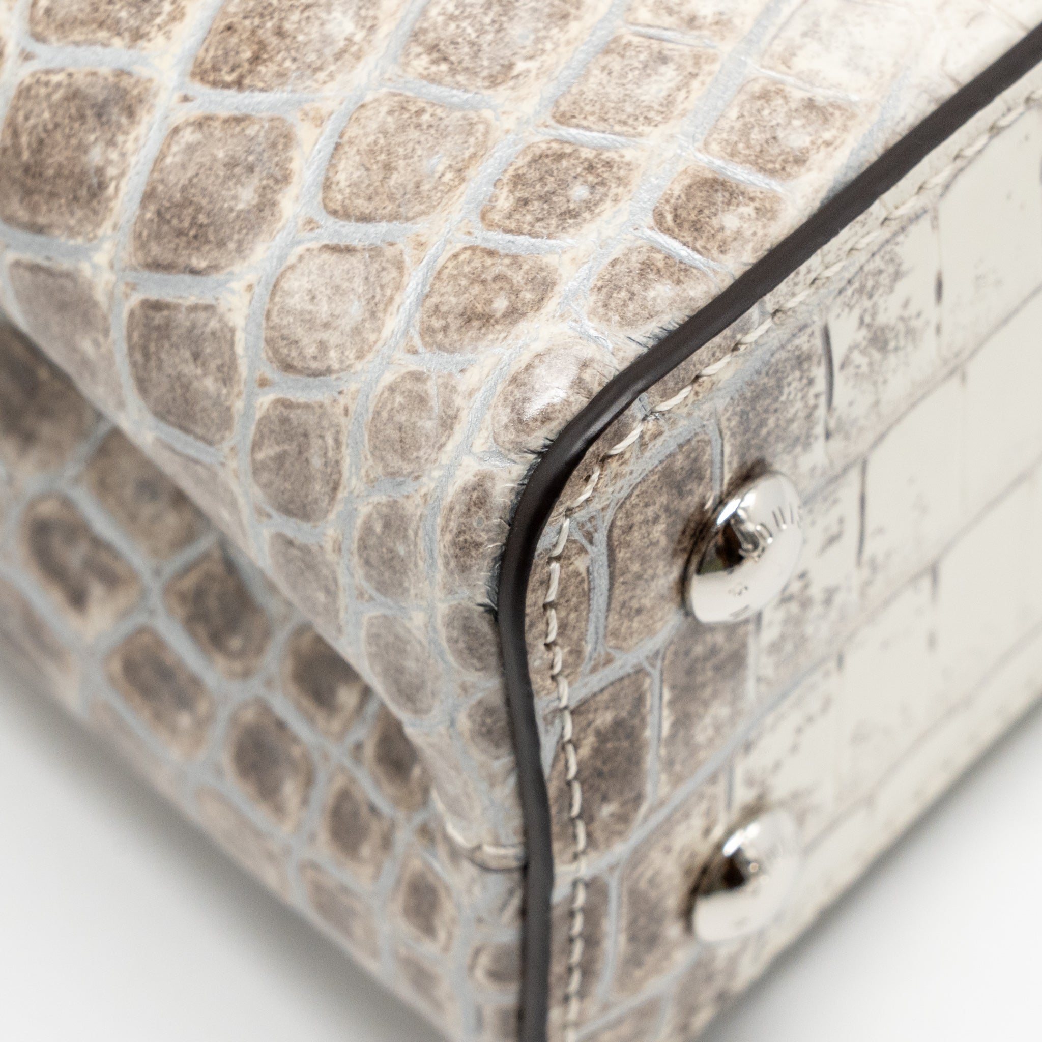 AAA Replica Louis Vuitton LV CAPUCINES MINI HIMALAYAN CROCODILE WHITE SHW