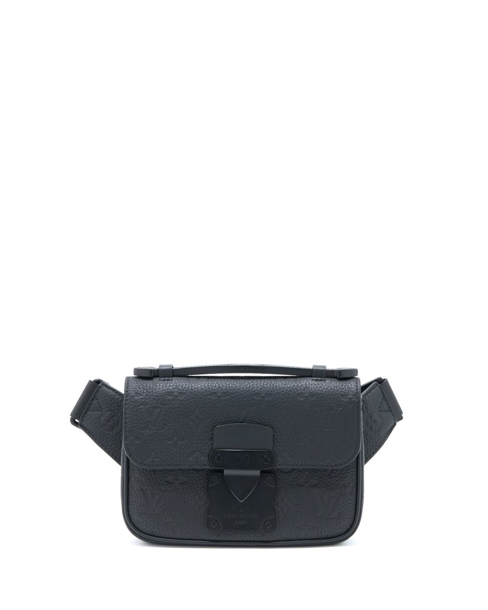 AAA Replica Louis Vuitton LV S LOCK SLINGBAG MONOGRAM-EMBOSSED TAURILLON BLACK BLACK HARDWARE (NEW VERSION)