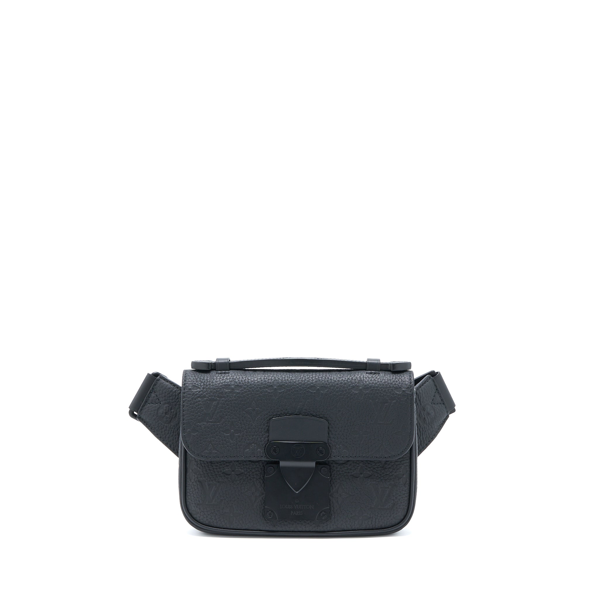 AAA Replica Louis Vuitton LV S LOCK SLINGBAG MONOGRAM-EMBOSSED TAURILLON BLACK BLACK HARDWARE (NEW VERSION)