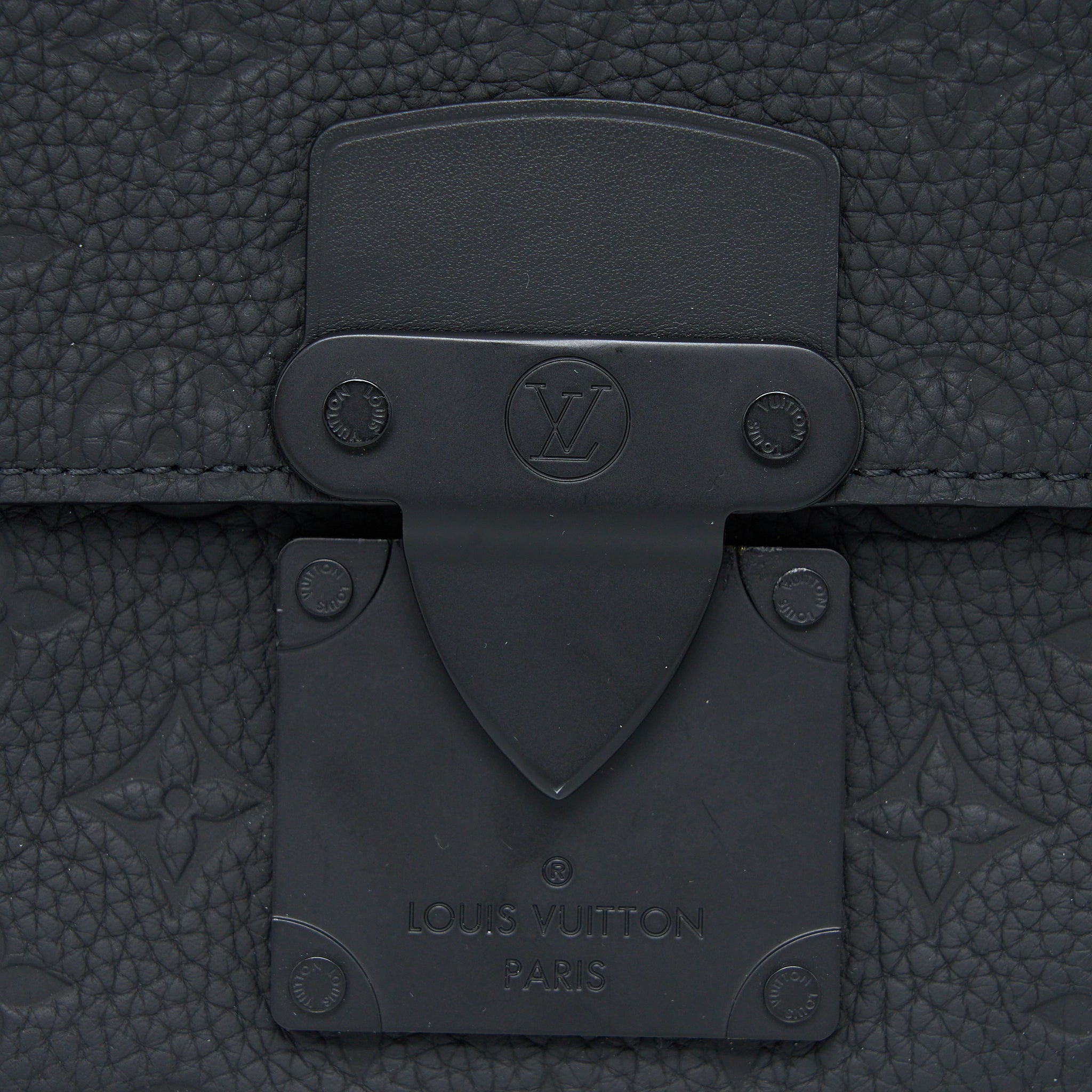 AAA Replica Louis Vuitton LV S LOCK SLINGBAG MONOGRAM-EMBOSSED TAURILLON BLACK BLACK HARDWARE (NEW VERSION)