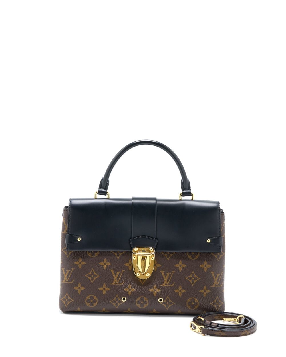 AAA Replica Louis Vuitton LV ONE HANDLE FLAP BAG MM MONOGRAM CANVAS/BLACK GHW