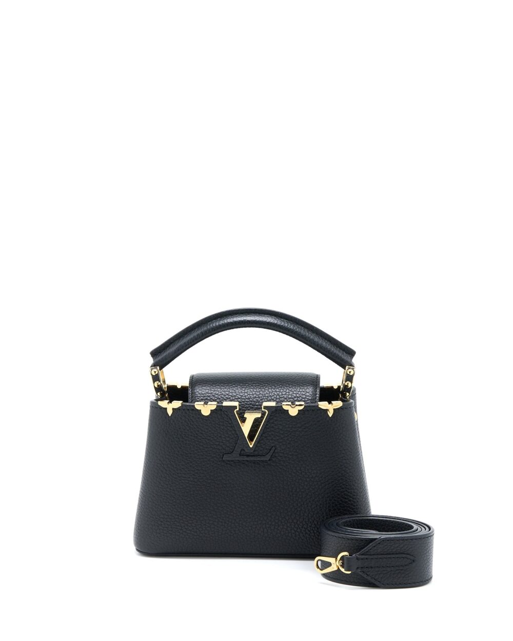 AAA Replica Louis Vuitton LV CAPUCINES MINI TAURILLON LIMITED EDITION BLACK GHW (NEW VERSION)