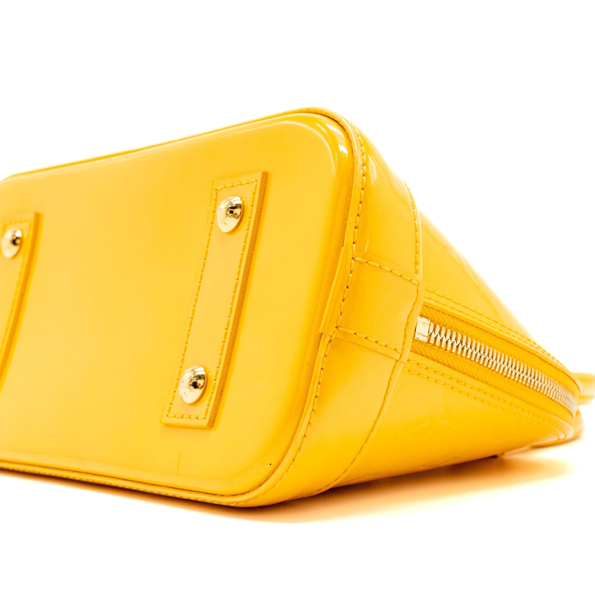 AAA Replica Louis Vuitton LV ALMA BB PATENT YELLOW LGHW