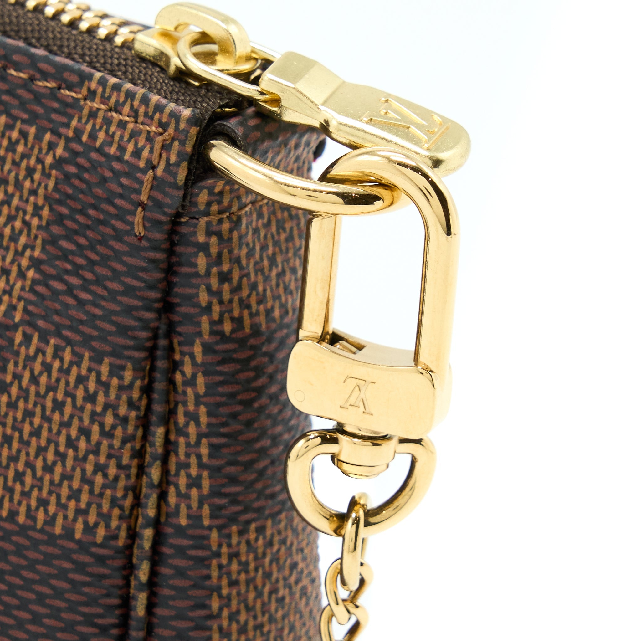 AAA Replica Louis Vuitton LV MINI POCHETTE ACCESSORIES DAMIER EBENE GHW