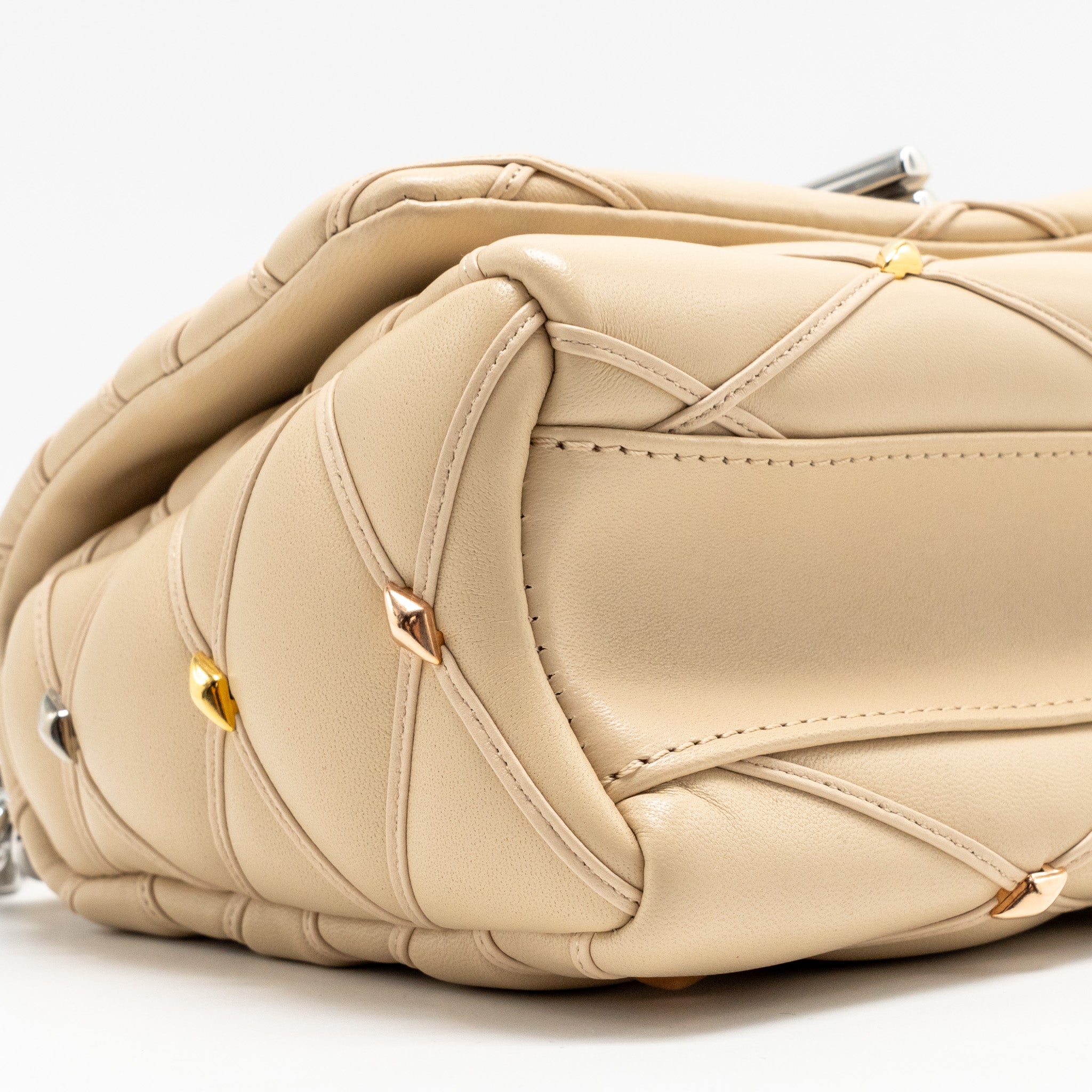 AAA Replica Louis Vuitton LV GO-14 MM LAMBSKIN BEIGE MULTICOLOUR HARDWARE