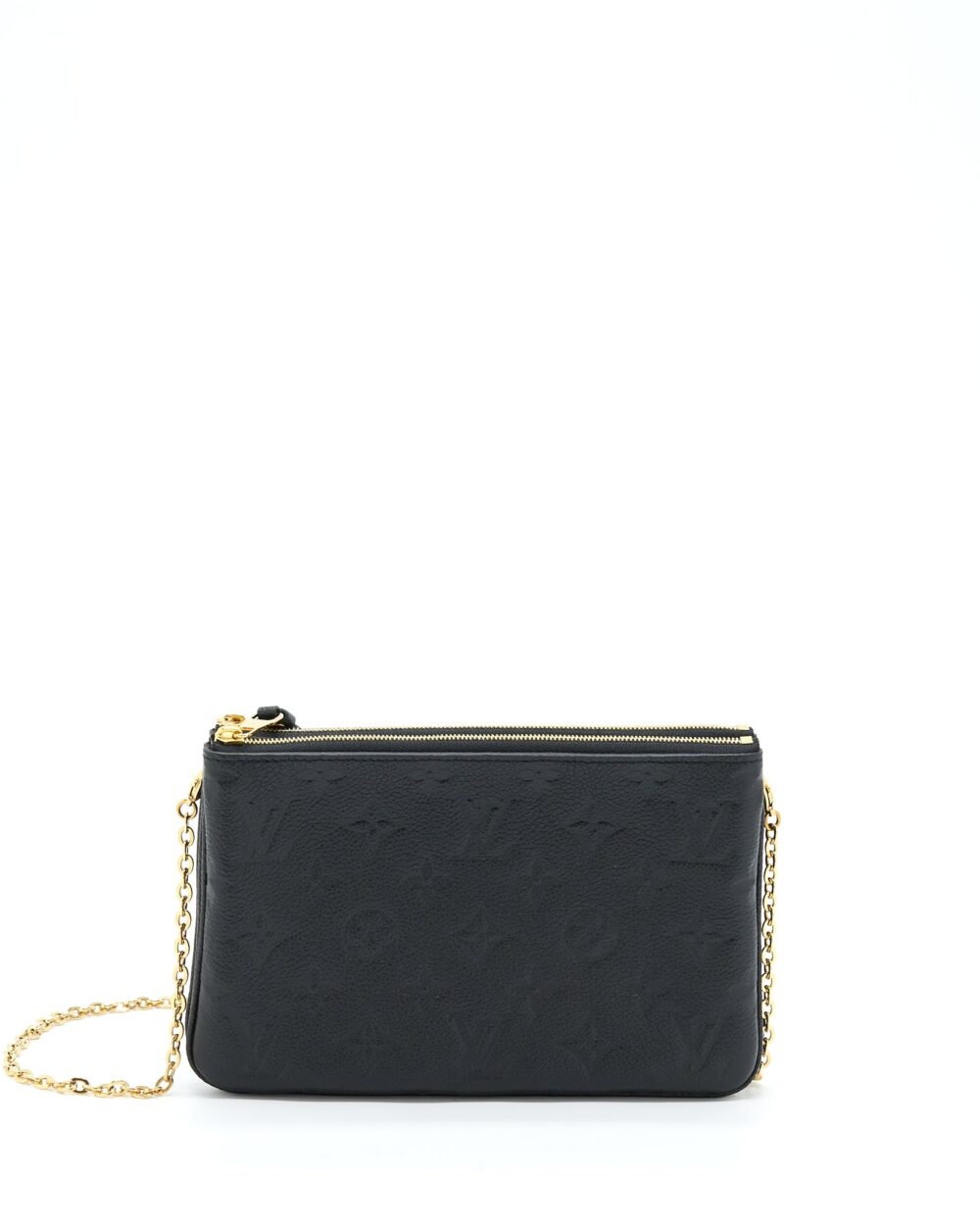 AAA Replica Louis Vuitton LV DOUBLE ZIP POCHETTE MONOGRAM EMPREINTE BLACK GHW