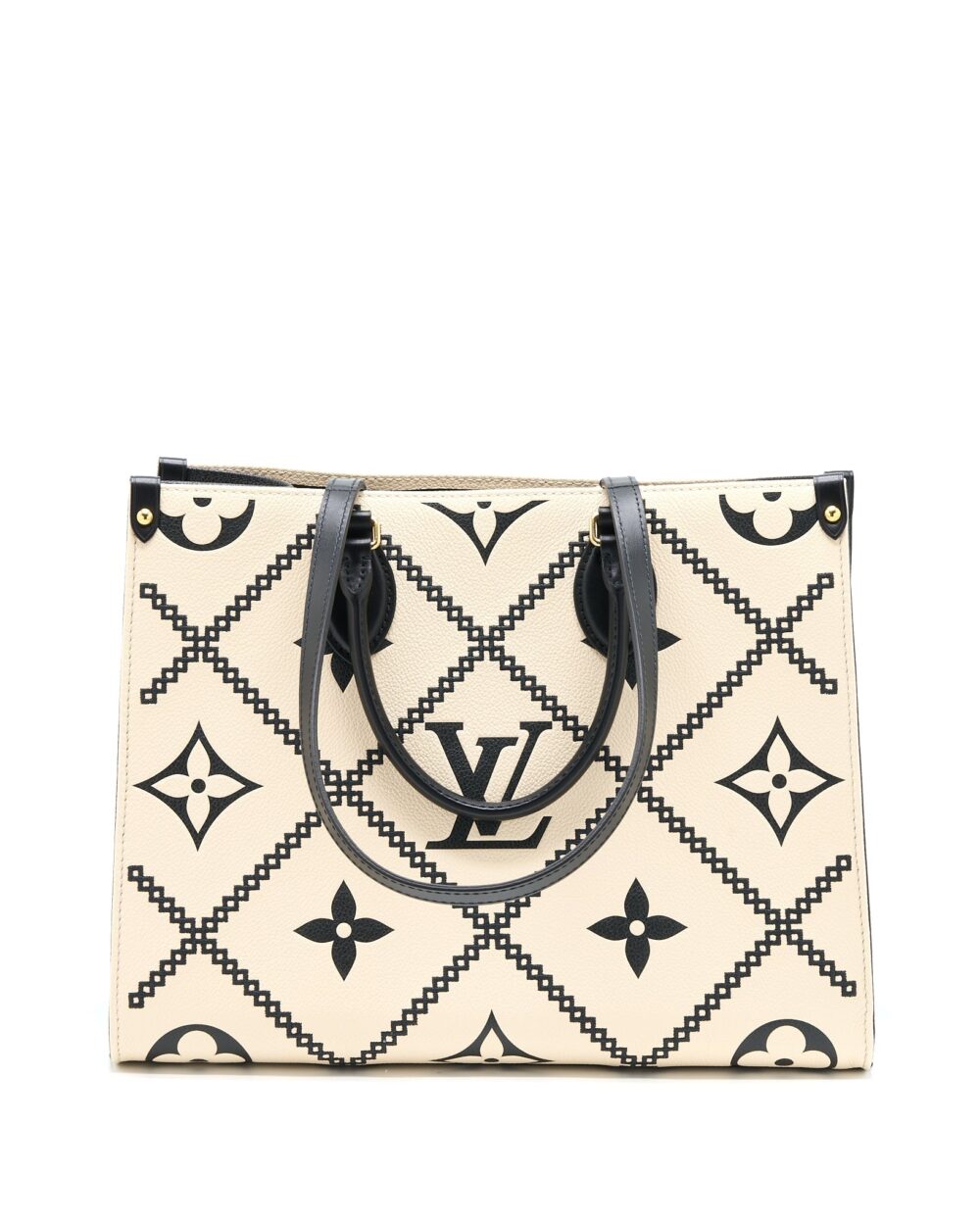 AAA Replica Louis Vuitton LV ONTHEGO MM EMPREINTE CREAM/ BLACK GHW (NEW VERSION)