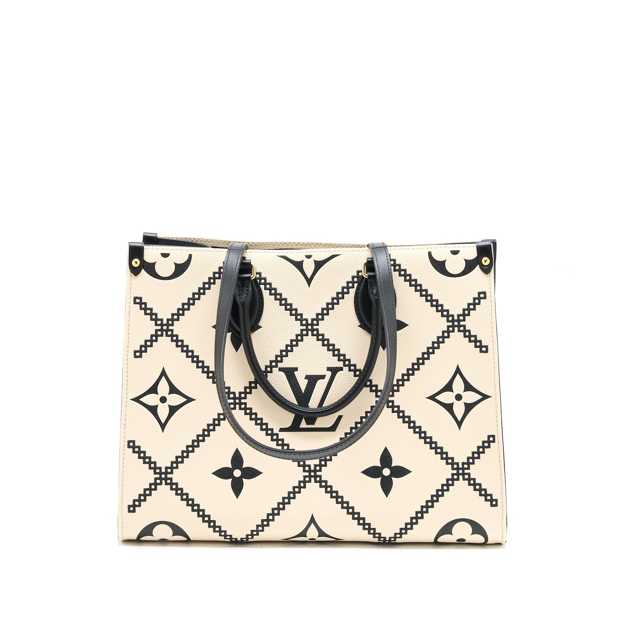AAA Replica Louis Vuitton LV ONTHEGO MM EMPREINTE CREAM/ BLACK GHW (NEW VERSION)