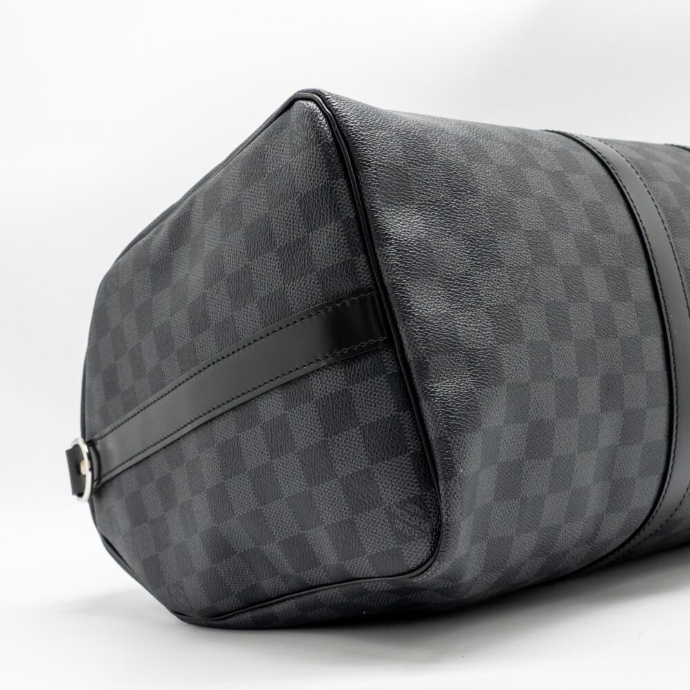 AAA Replica Louis Vuitton LV KEEPALL BANDOULIERE 45 DAMIER GRAPHITE CANVAS BLACK SHW