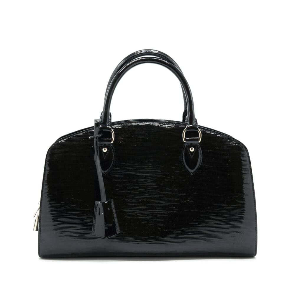 AAA Replica Louis Vuitton LV BOWLING BAG EPI PATENT BLACK