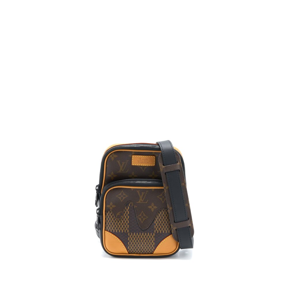 AAA Replica Louis Vuitton LV NIGO AMAZONE SLING BAG DAMIER EBENE CANVAS BROWN BLACK HARDWARE