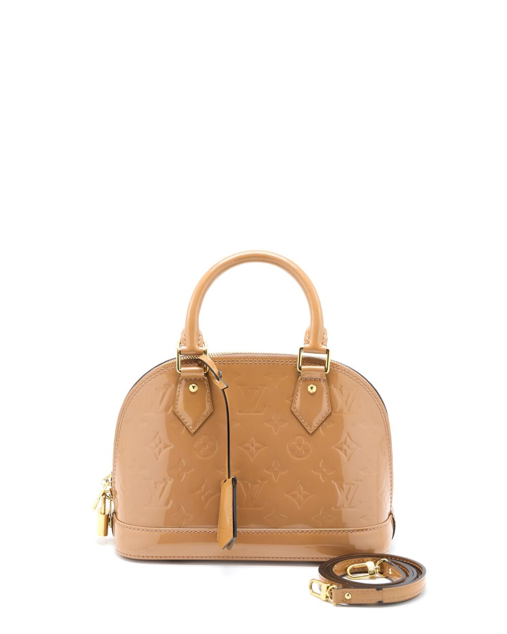AAA Replica Louis Vuitton LV ALMA BB PATENT DARK BEIGE GHW