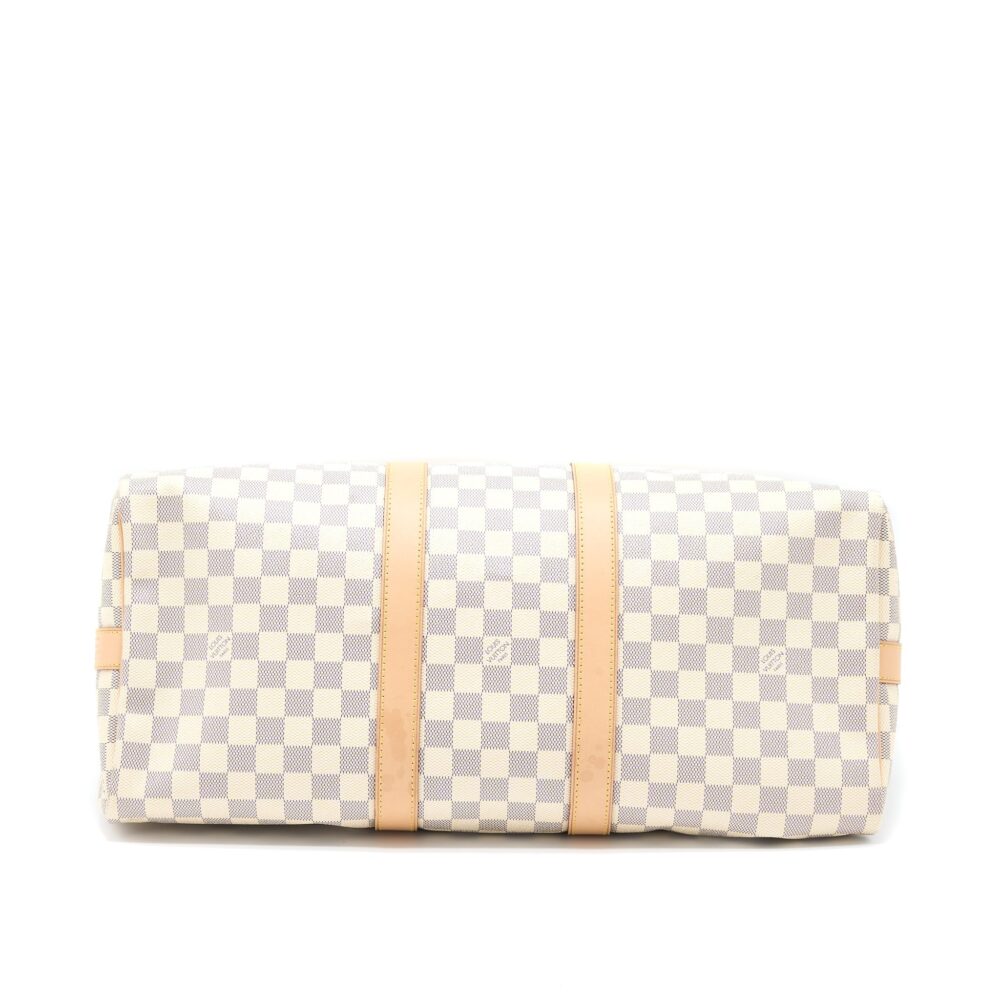 AAA Replica Louis Vuitton LV KEEPALL BANDOULIERE 55 DAMIER AZUR CANVAS GHW