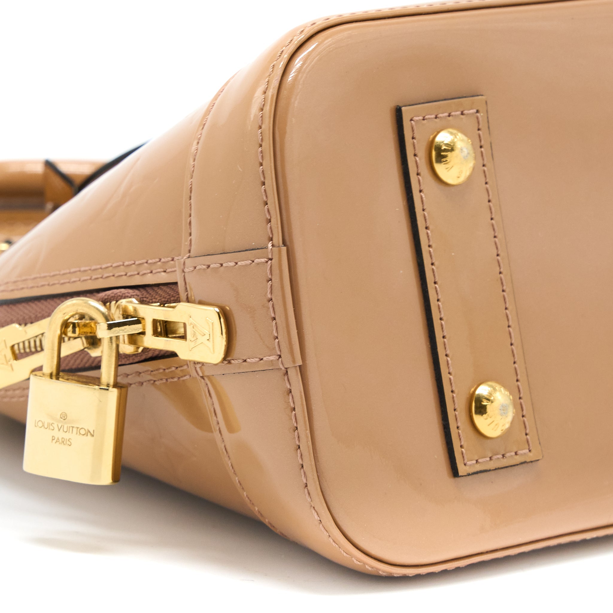 AAA Replica Louis Vuitton LV ALMA BB PATENT DARK BEIGE GHW