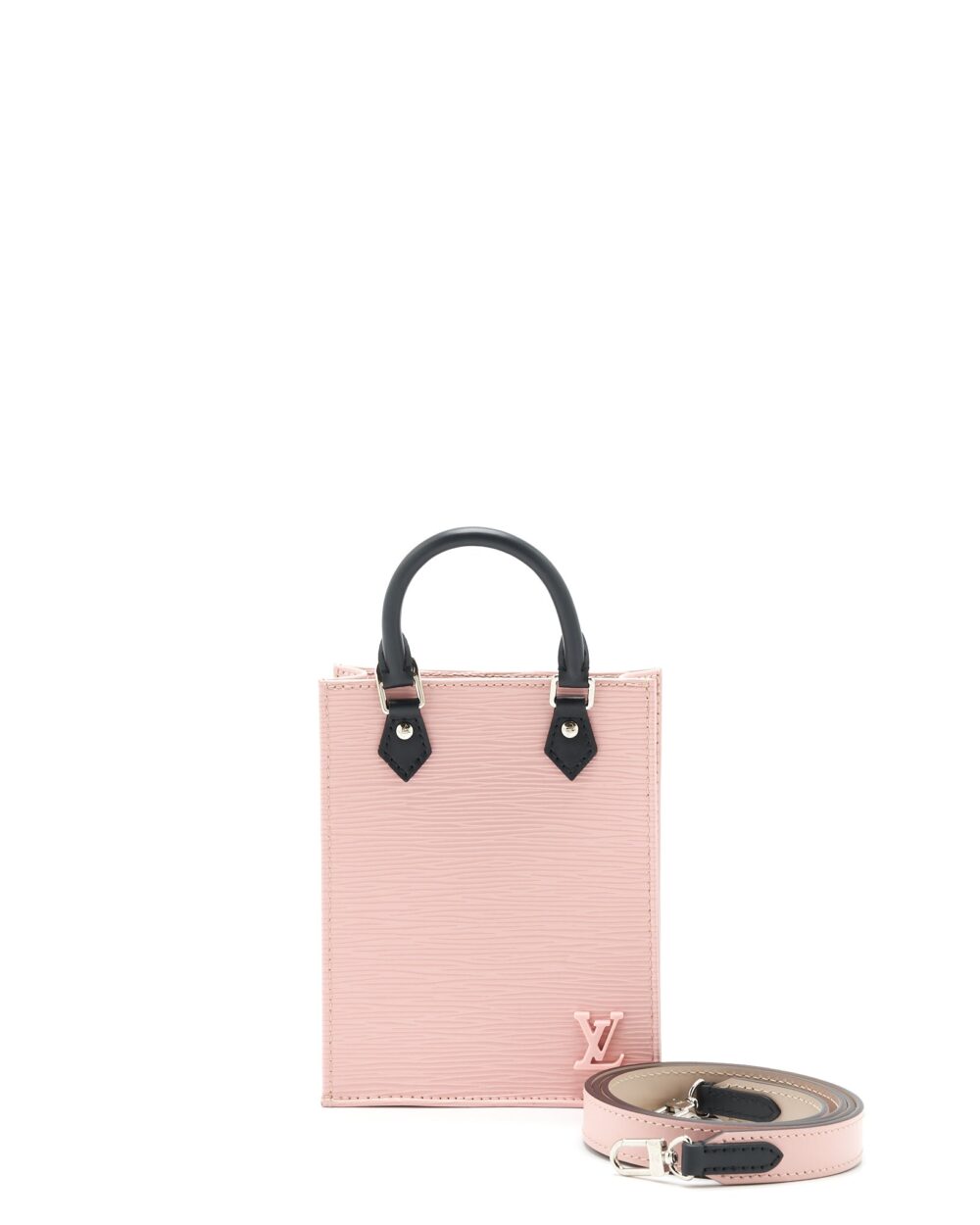 AAA Replica Louis Vuitton LV PETIT SAC PLAT EPI LIGHT PINK/BLACK SHW