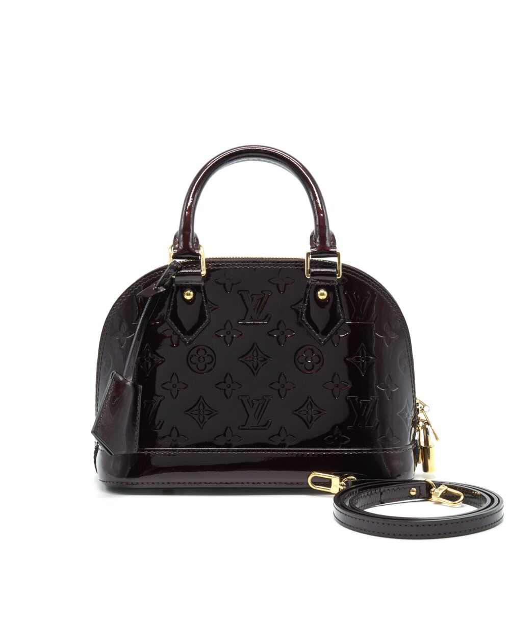 AAA Replica Louis Vuitton LV ALMA BB MONOGRAM VERNIS LEATHER AMARANTE