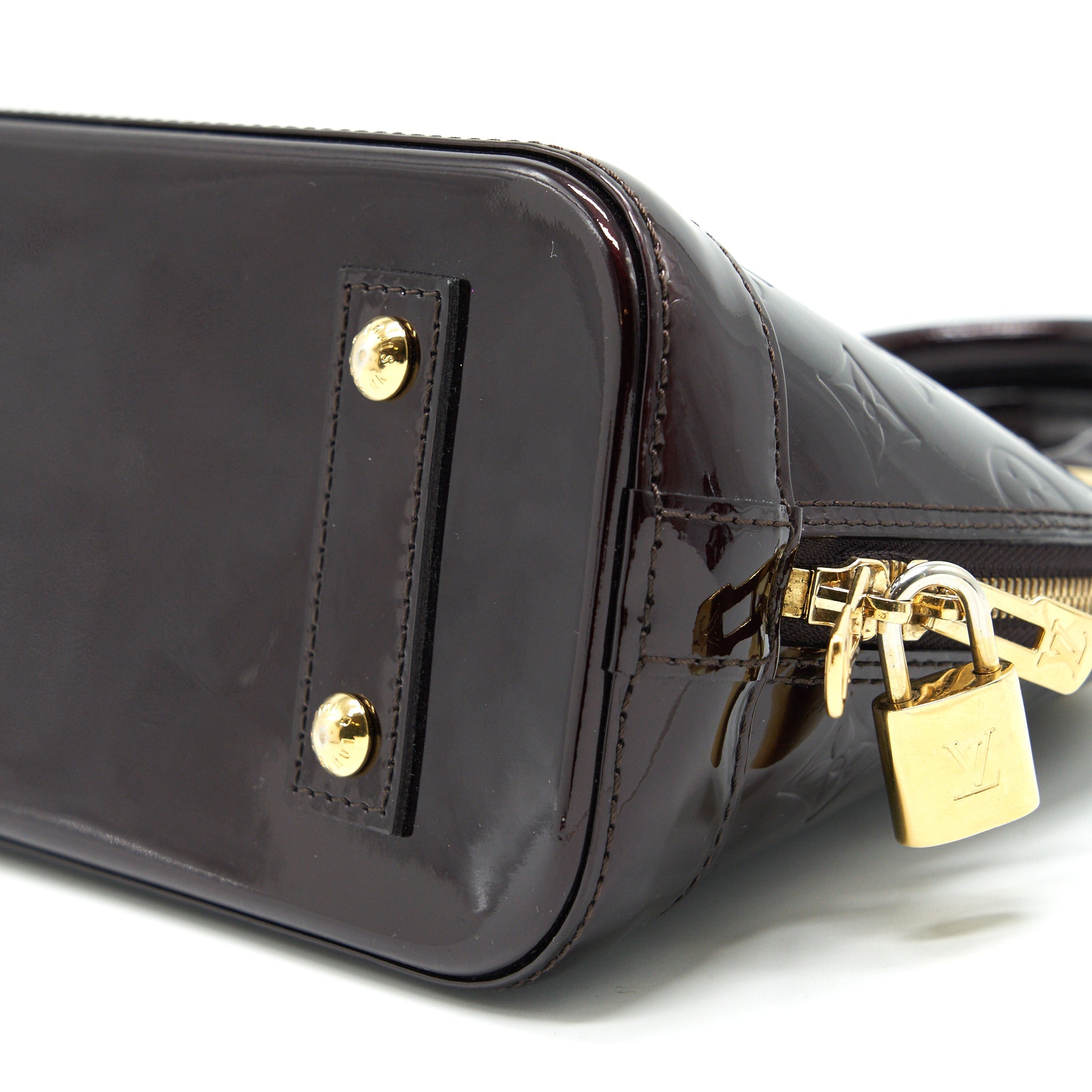 AAA Replica Louis Vuitton LV ALMA BB MONOGRAM VERNIS LEATHER AMARANTE