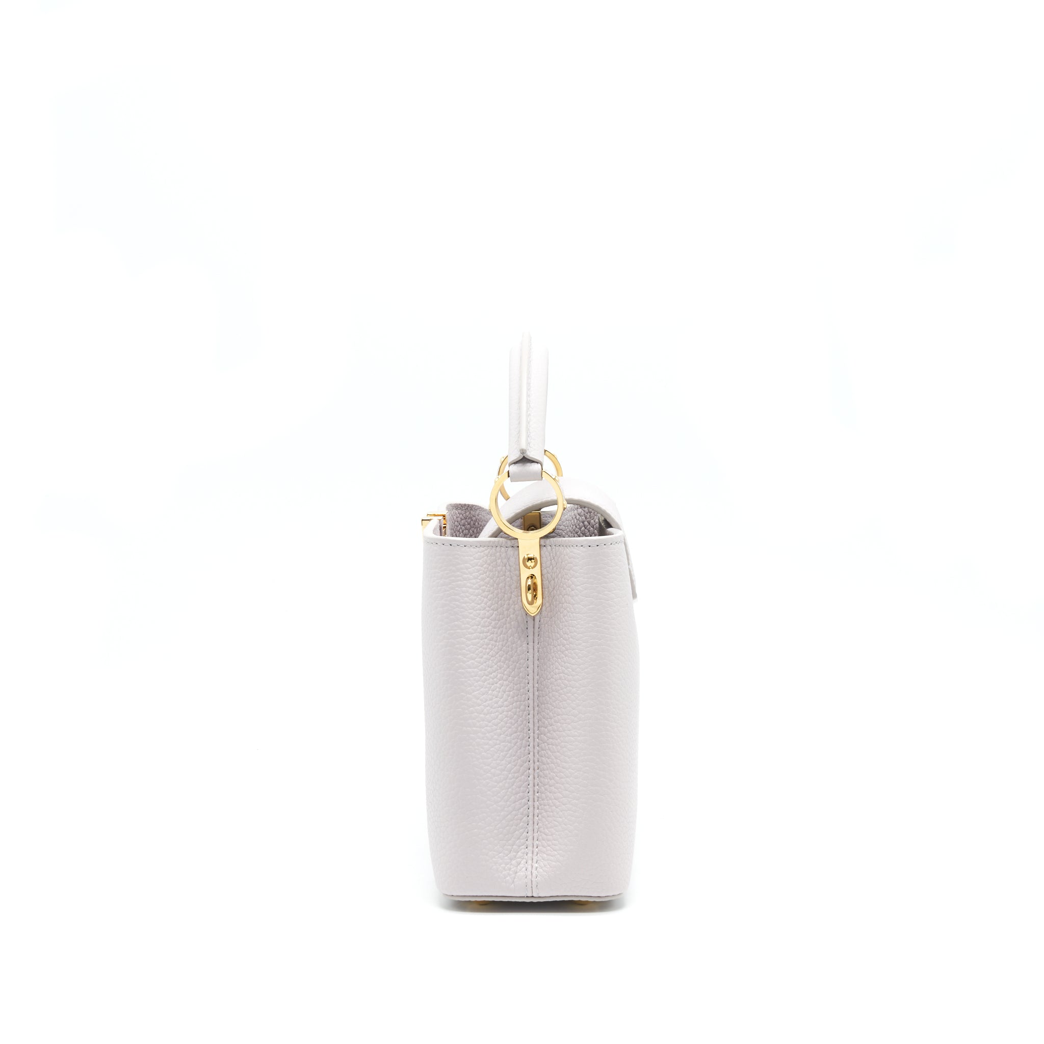AAA Replica Louis Vuitton LV CAPUCINES BB BRUME GREY GOLD HARWARE WITH ABALONE-SHELL