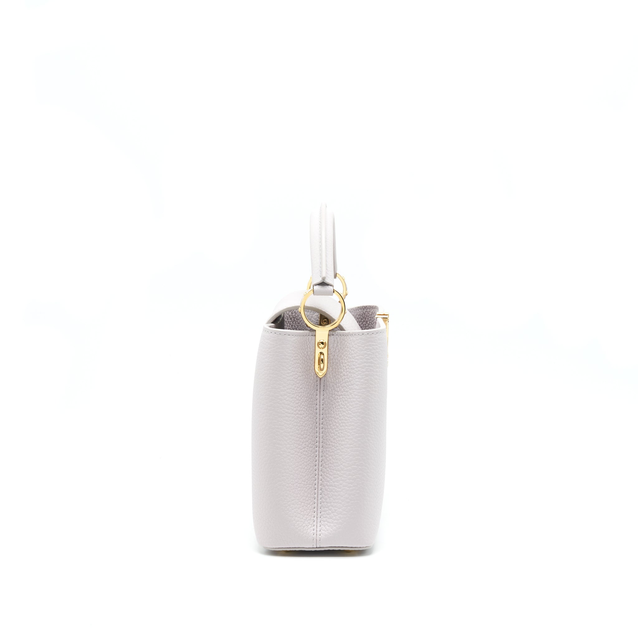 AAA Replica Louis Vuitton LV CAPUCINES BB BRUME GREY GOLD HARWARE WITH ABALONE-SHELL