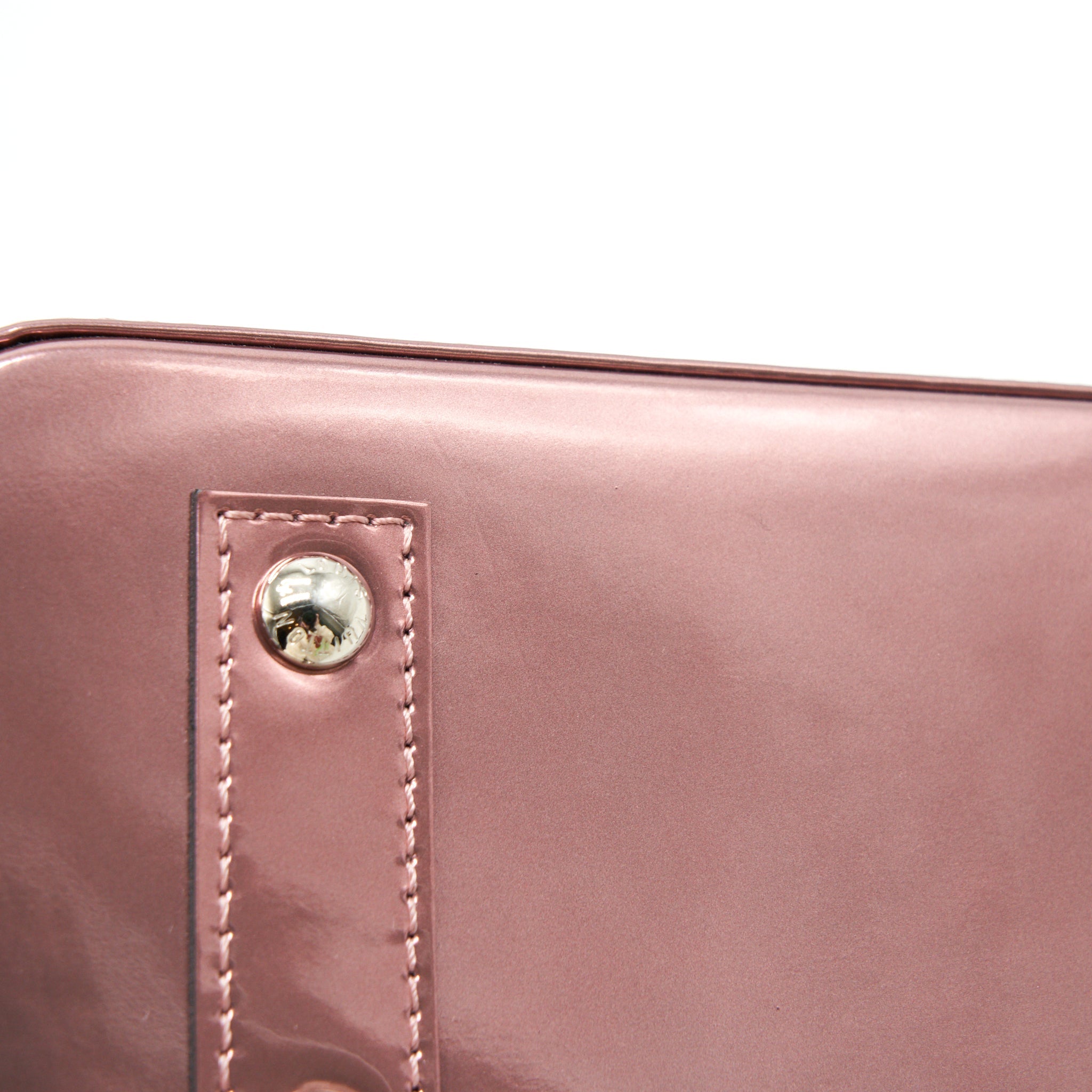 AAA Replica Louis Vuitton LV ALMA BB PATENT LEATHER METALLIC PINK WITH BLACK HANDLE SHW