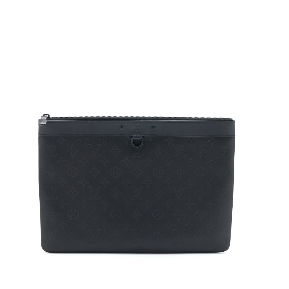 AAA Replica Louis Vuitton LV DISCOVERY POCHETTE MONOGRAM SHADOW BLACK WITH BLACK HARDWARE