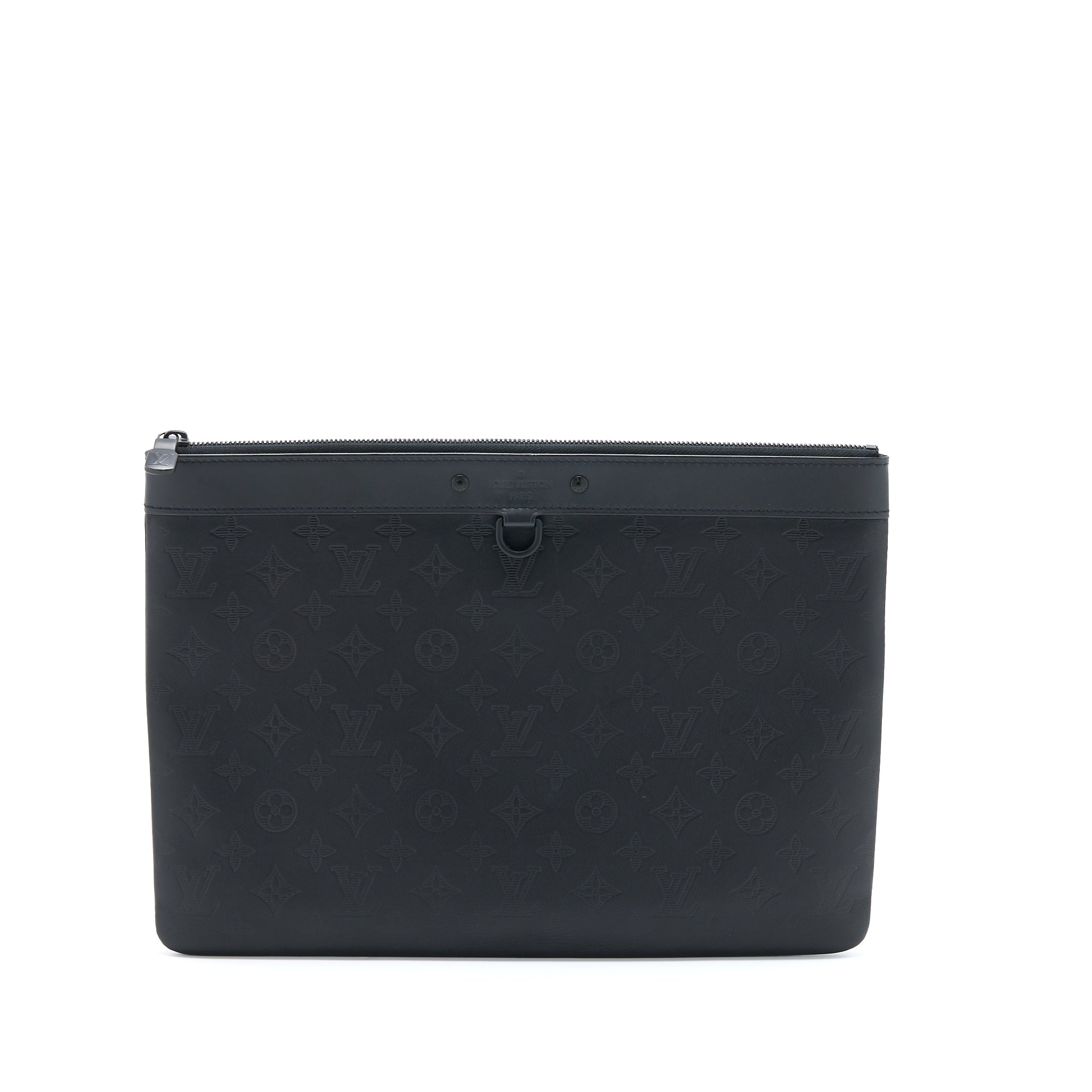 AAA Replica Louis Vuitton LV DISCOVERY POCHETTE MONOGRAM SHADOW BLACK WITH BLACK HARDWARE