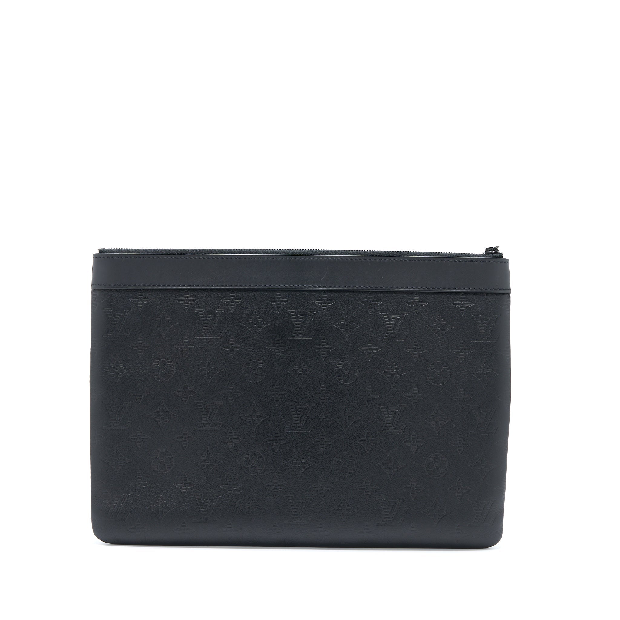AAA Replica Louis Vuitton LV DISCOVERY POCHETTE MONOGRAM SHADOW BLACK WITH BLACK HARDWARE