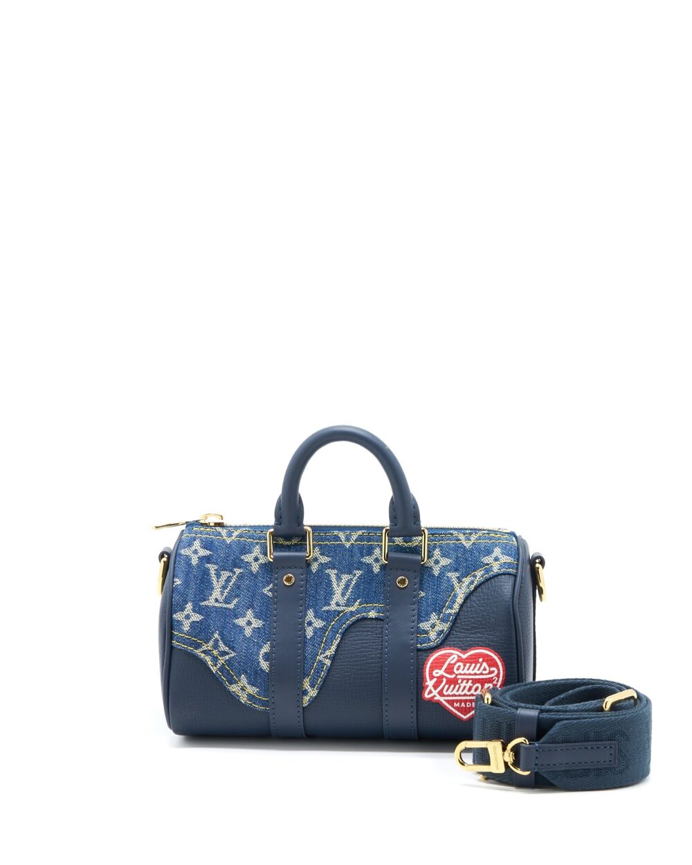 AAA Replica Louis Vuitton LV KEEPALL XS MONOGRAM DENIM/LEATHER BLUE GHW