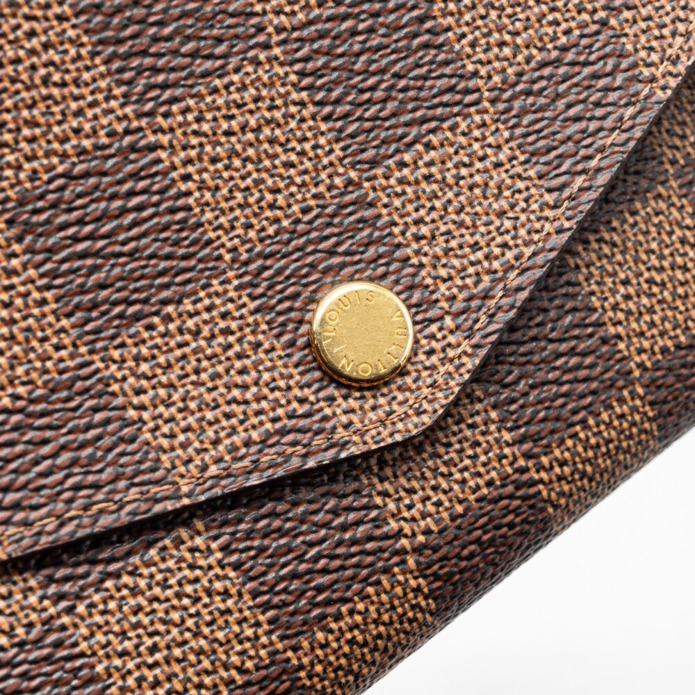AAA Replica Louis Vuitton LV SARAH WALLET DAMIER EBENE / ROSE BALLERINE