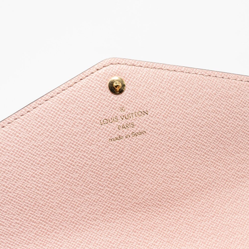 AAA Replica Louis Vuitton LV SARAH WALLET DAMIER EBENE / ROSE BALLERINE