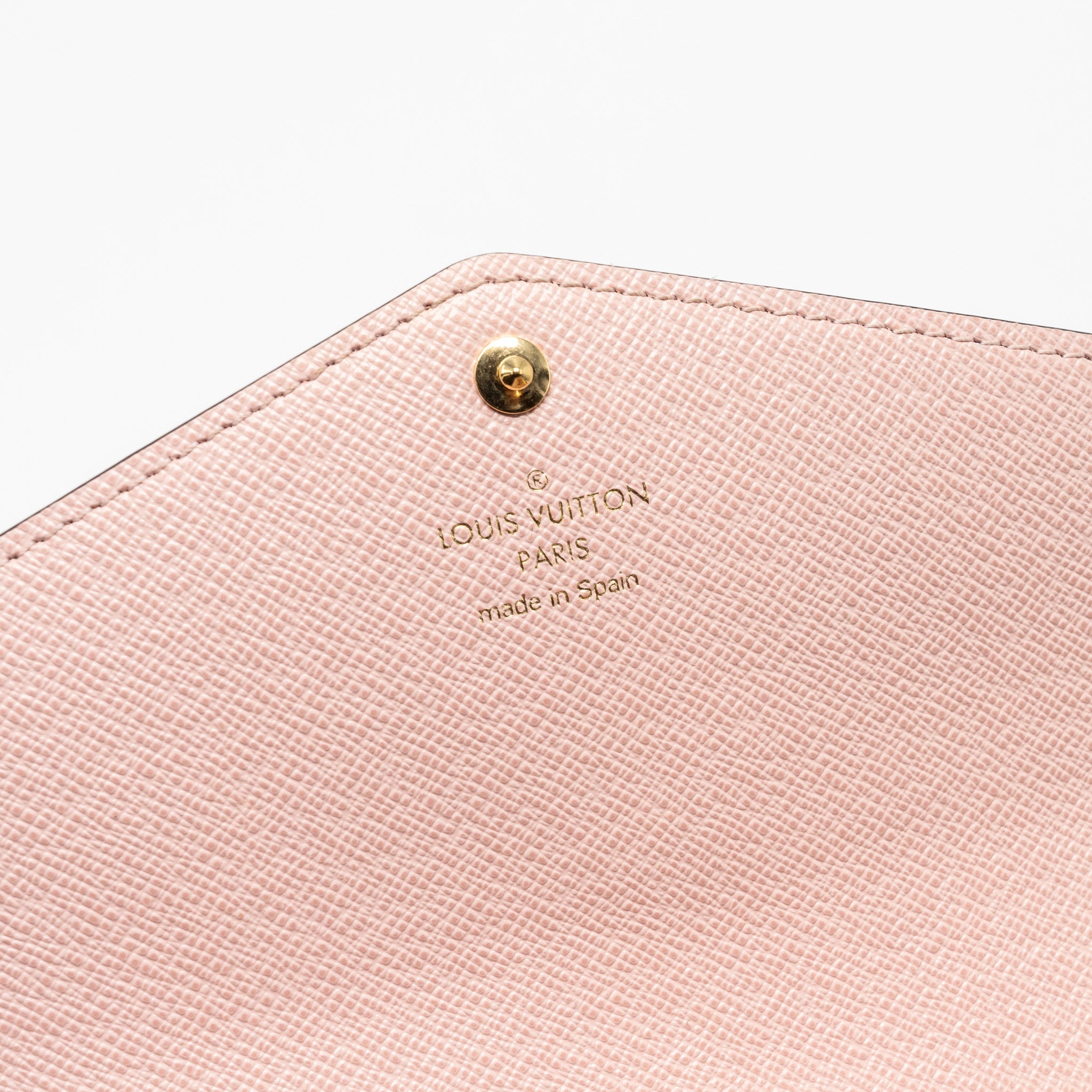 AAA Replica Louis Vuitton LV SARAH WALLET DAMIER EBENE / ROSE BALLERINE