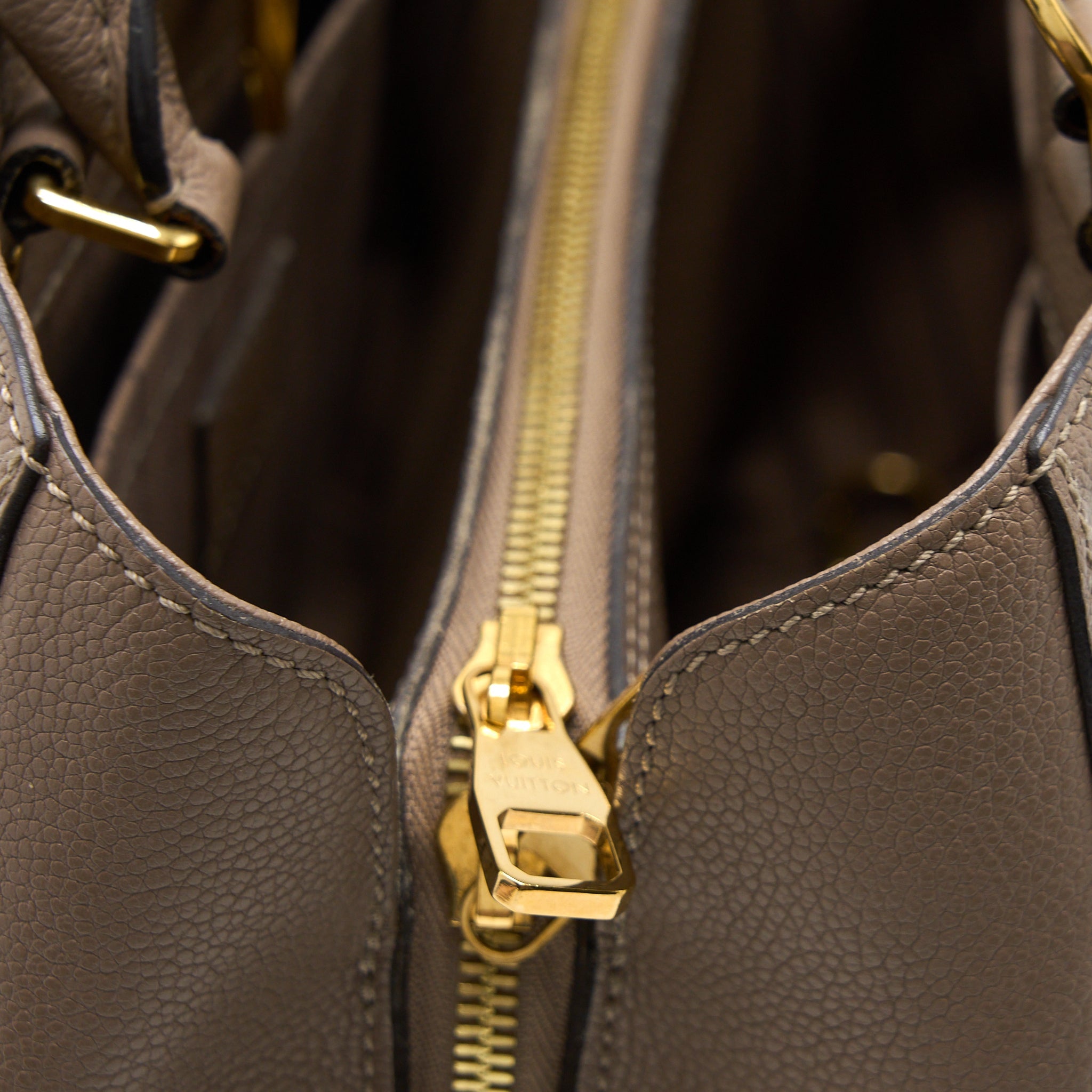 AAA Replica Louis Vuitton LV MONTAIGNE MM MONOGRAM EMPREINTE DARK BEIGE GHW