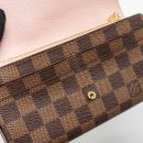 AAA Replica Louis Vuitton LV SARAH WALLET DAMIER EBENE / ROSE BALLERINE