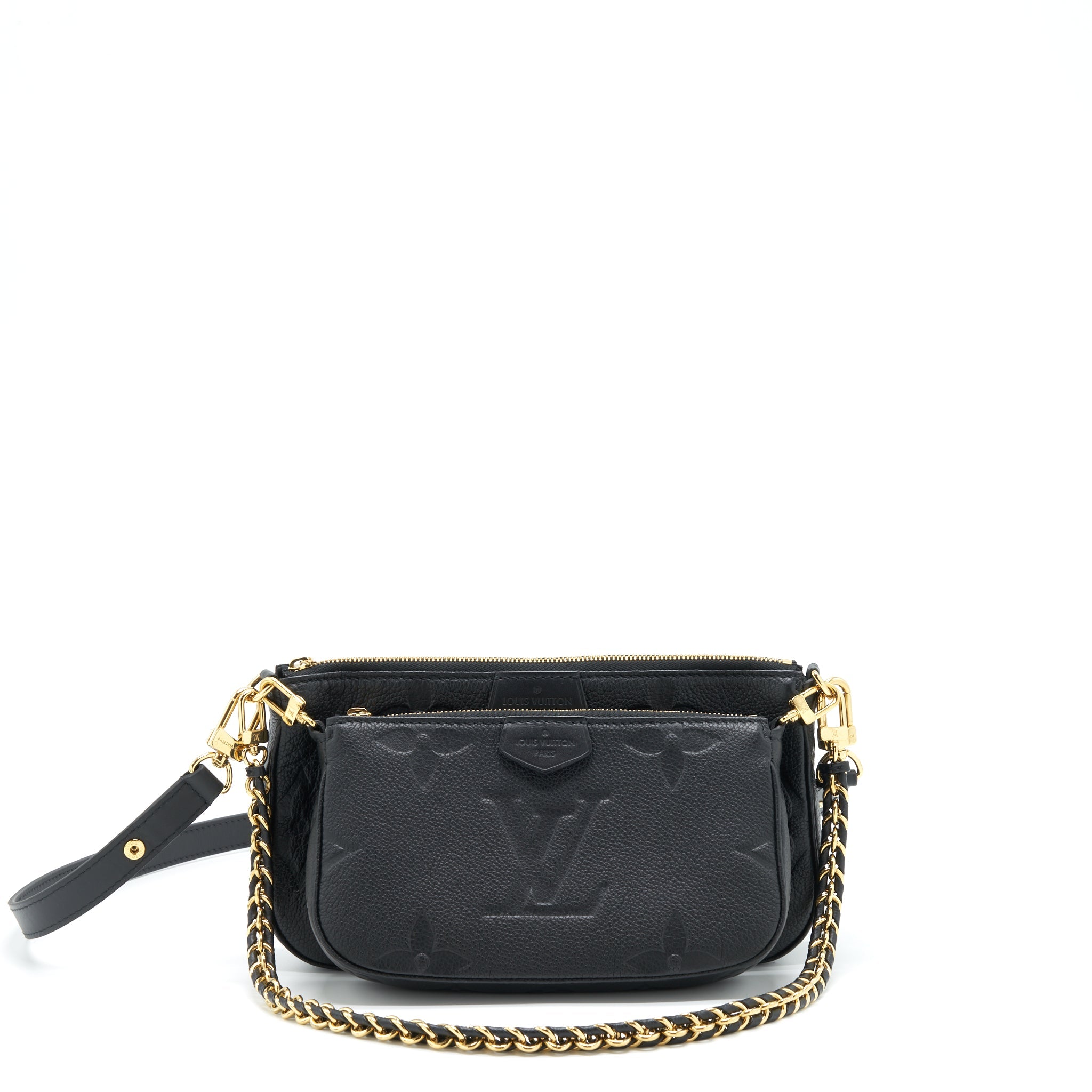 AAA Replica Louis Vuitton LV MULTI POCHETTE MONOGRAM EMPREINTE BLACK GHW