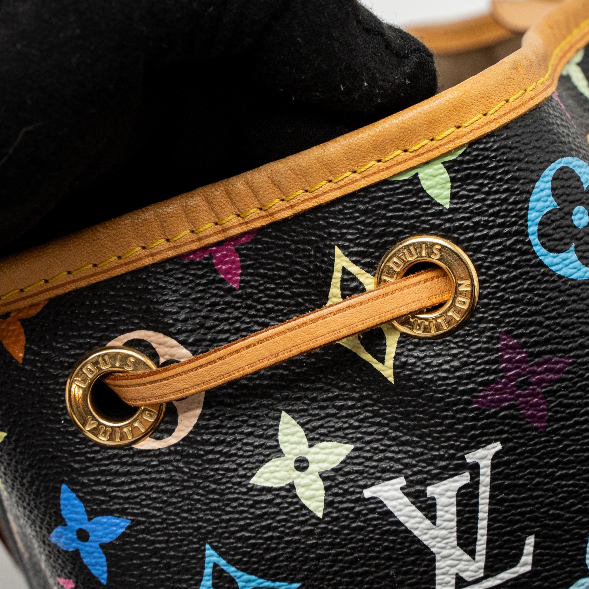 AAA Replica Louis Vuitton LV PETIT NOE MONOGRAM CANVAS BLACK/MULTICOLOUR GHW