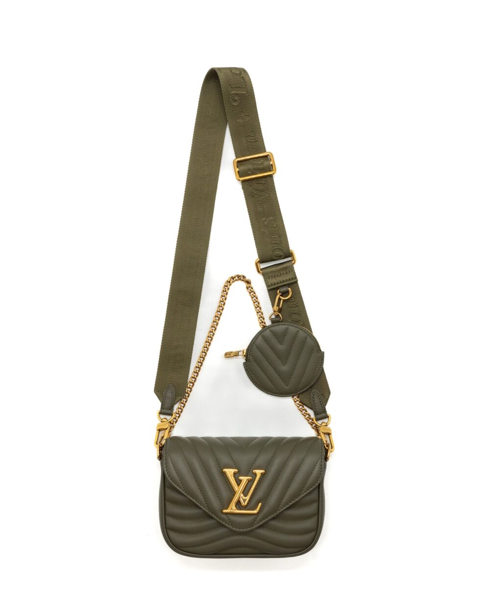 AAA Replica Louis Vuitton LV NEW WAVE MULTI POCHETTE CALFSKIN KAKI GREEN GHW