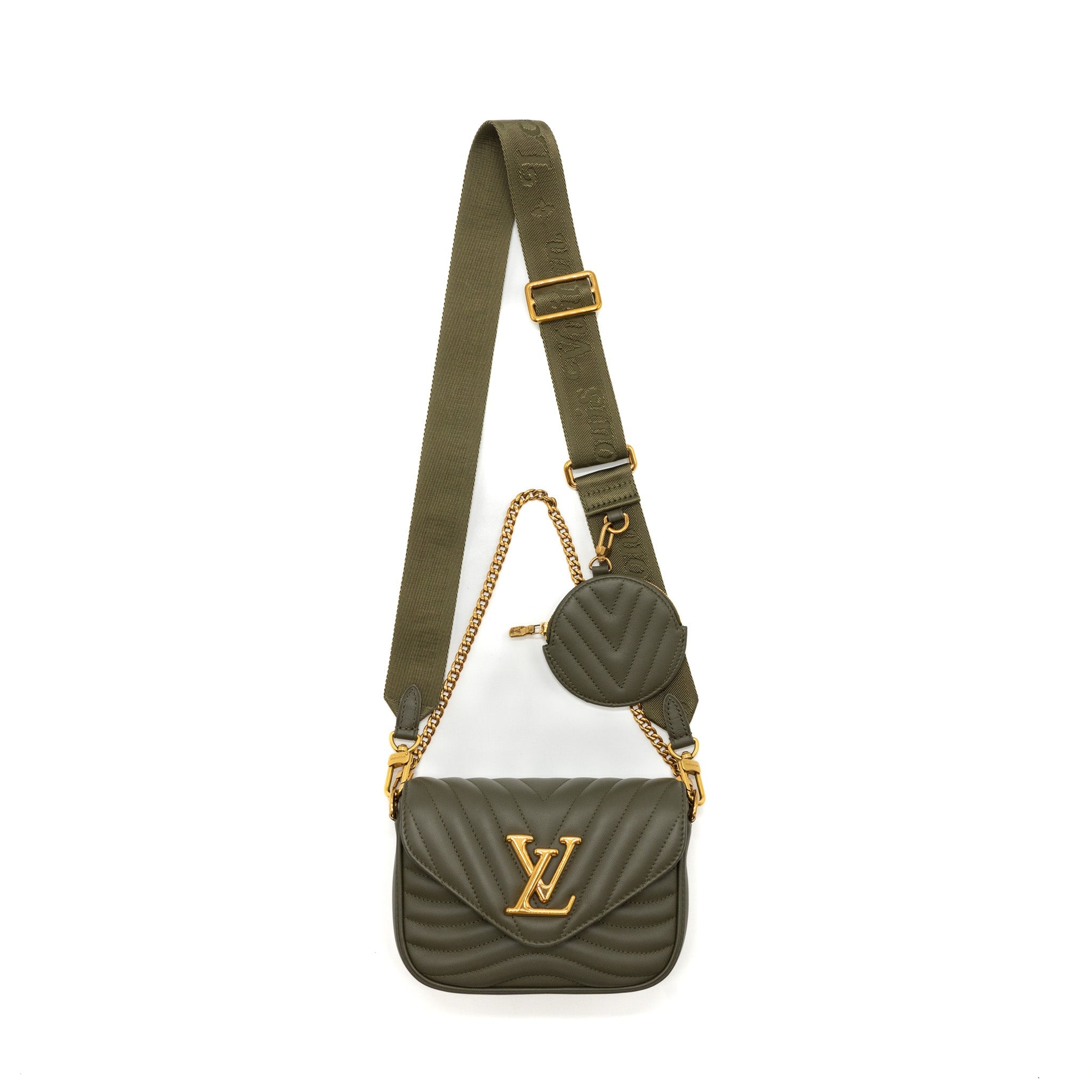 AAA Replica Louis Vuitton LV NEW WAVE MULTI POCHETTE CALFSKIN KAKI GREEN GHW