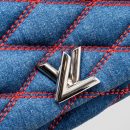AAA Replica Louis Vuitton LV MALLETAHE GO-14 MM BAG DENIM/LEATHER BLUE/RED SHW