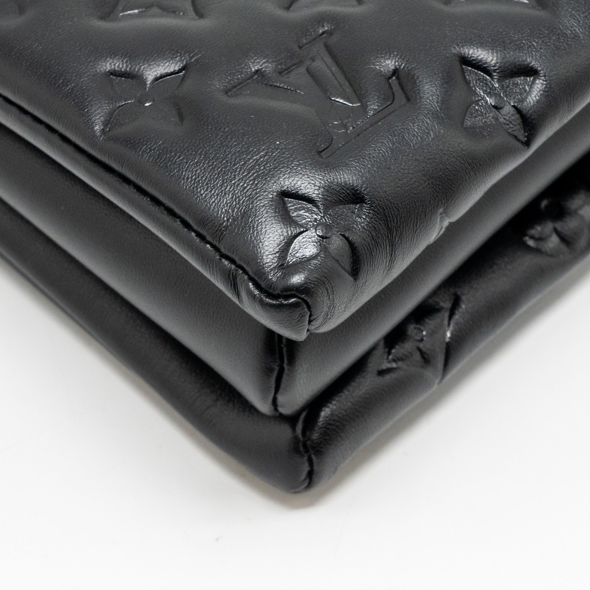 AAA Replica Louis Vuitton LV COUSSIN MM MONOGRAM-EMBOSSED PUFFY LAMBSKIN BLACK GHW