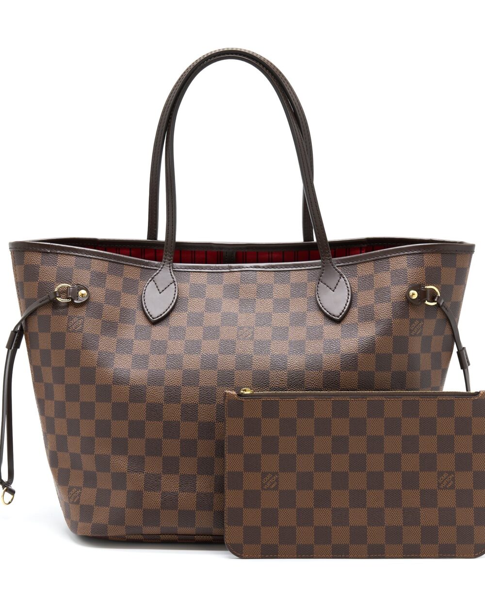 AAA Replica Louis Vuitton LV NEVERFULL MM DAMIER EBENE CHERRY GHW