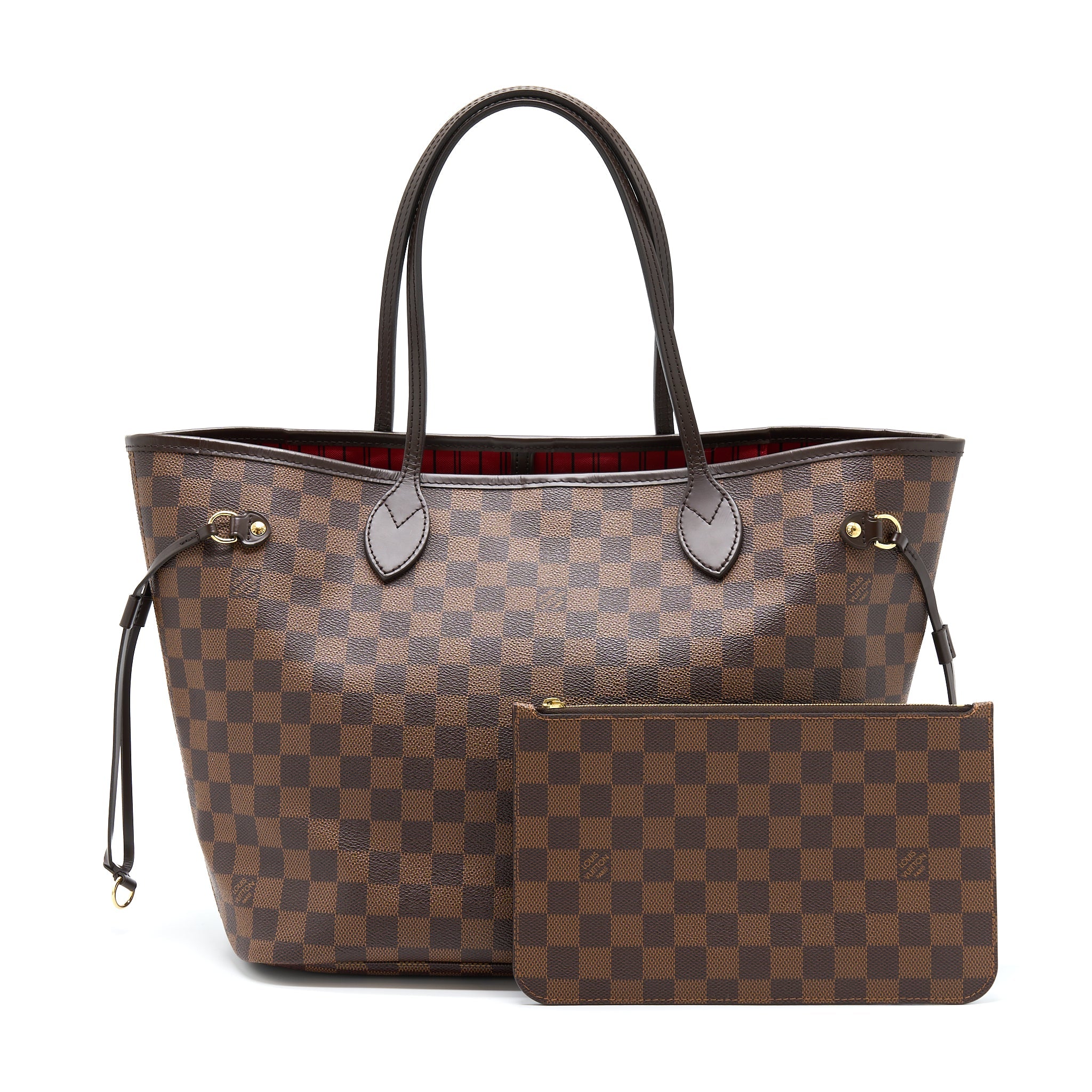 AAA Replica Louis Vuitton LV NEVERFULL MM DAMIER EBENE CHERRY GHW