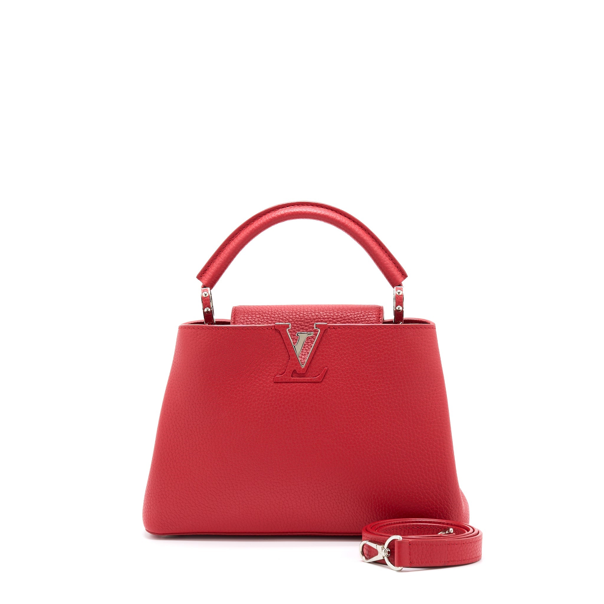 AAA Replica Louis Vuitton LV CAPUCINES BB TAURILLON RED GHW