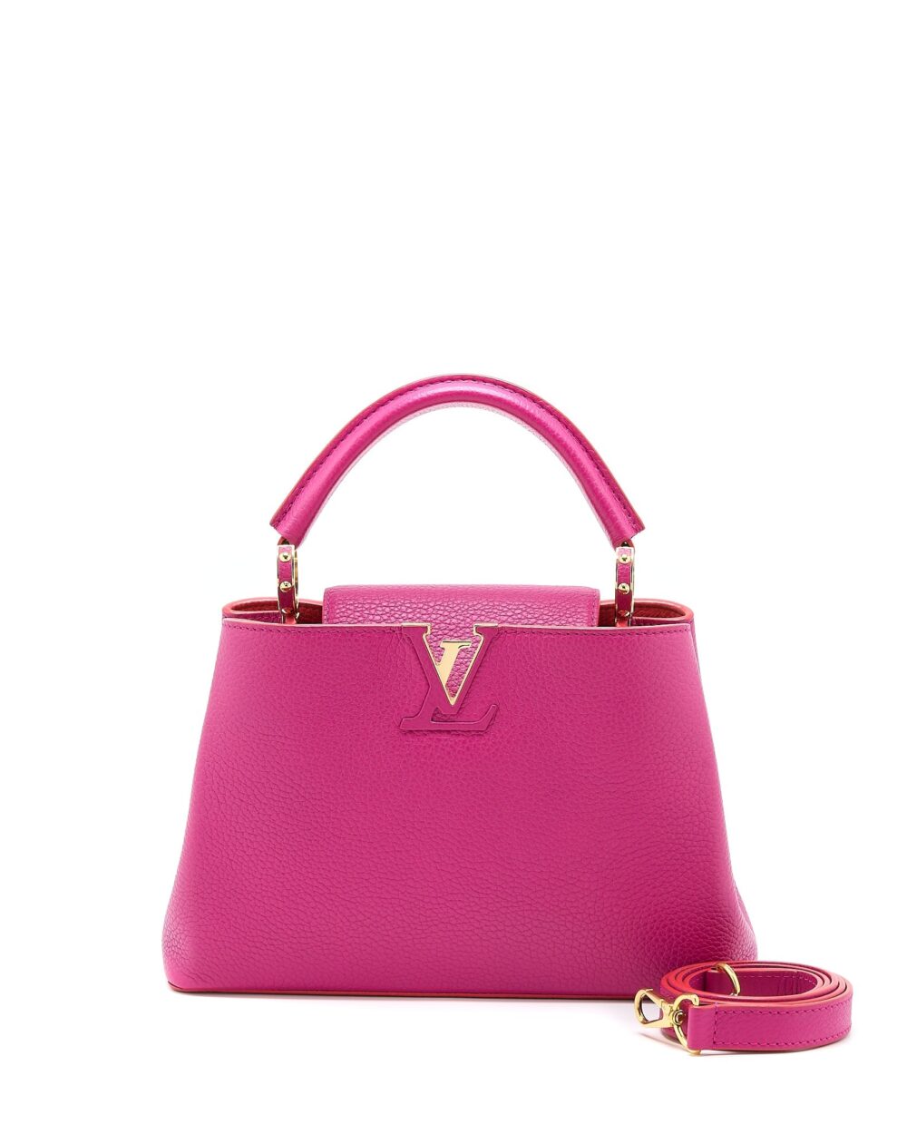 AAA Replica Louis Vuitton LV CAPUCINES BB CALFSKIN PINK/BRIGHT ORANGE GHW