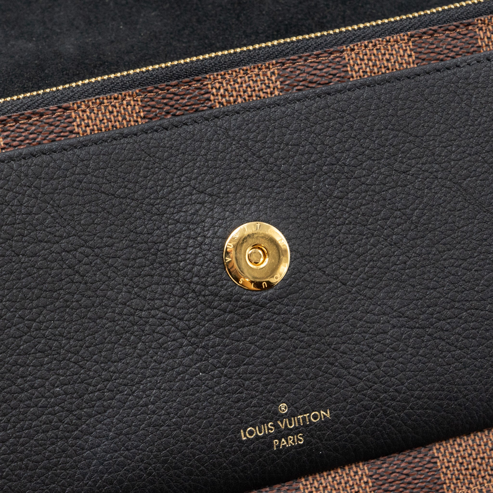 AAA Replica Louis Vuitton LV VAVIN CHAIN WALLET DAMIER EBENE/BLACK GHW (NEW VERSION)