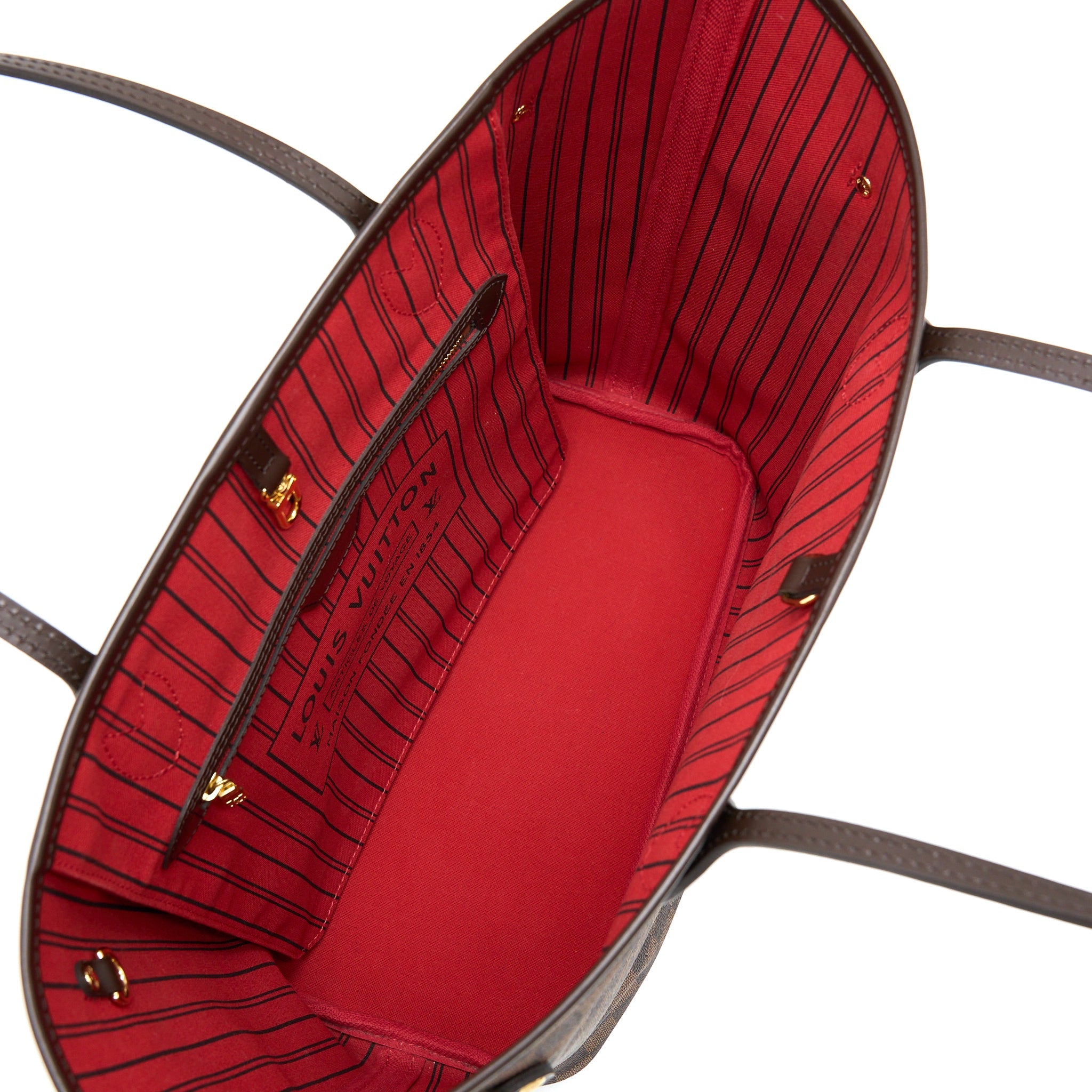 AAA Replica Louis Vuitton LV NEVERFULL MM DAMIER EBENE CHERRY GHW