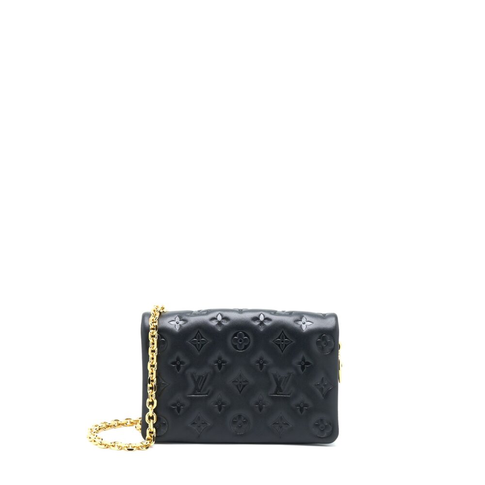 AAA Replica Louis Vuitton LV POCHETTE COUSSIN MONOGRAM-EMBOSSED LAMBSKIN BLACK GHW